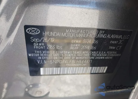 2020 Hyundai Elantra Se z USA, uszkodzony, nr VIN 5NPD74LF8LH544371
